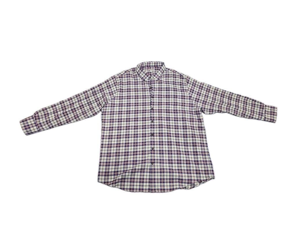 Peter Millar Button Up Shirt Mens Sz XXL Red Blue Purple Window Pane Plaid